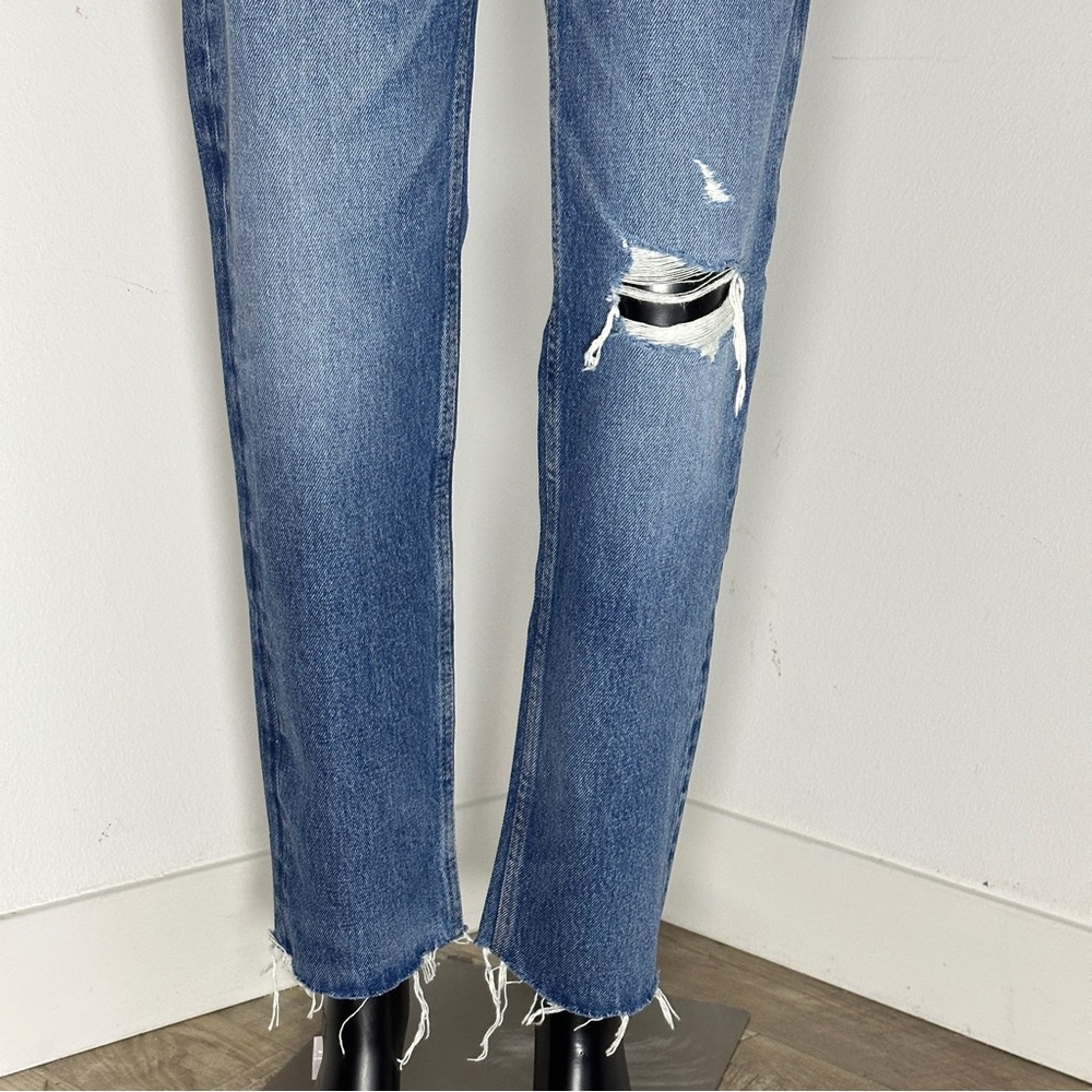 $265 NWT RE/DONE 70s Stove Pipe High Rise Button Fly Knee Rip Jeans Size 25 - Picture 13 of 15